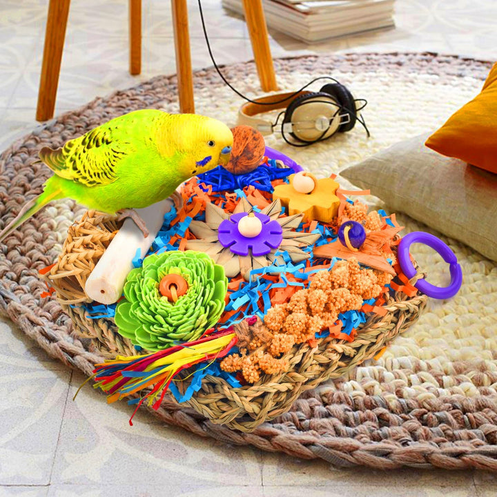 Bird Toys, Parrot Chewing Shredding Foraging Toys Parakeet Hanging Toys for Budgies Lovebird Cockatiel Small-Medium Bird