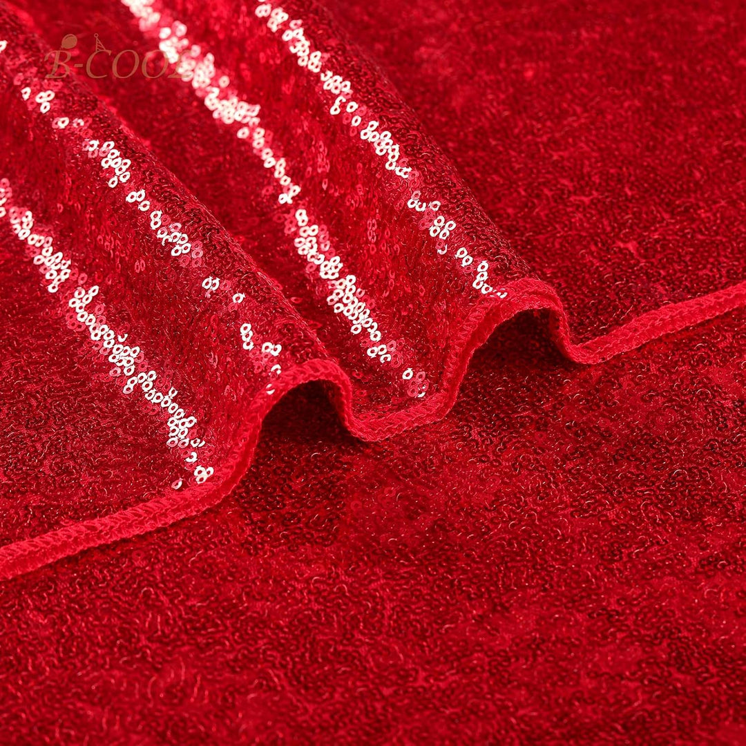Sequin Tablecloth Red Christmas Table Cloth 90x132inch Rectangle Seamless Valentine's Day Tablecloth for Wedding Sequin Fabric Valentine's Day Overlay Decoration