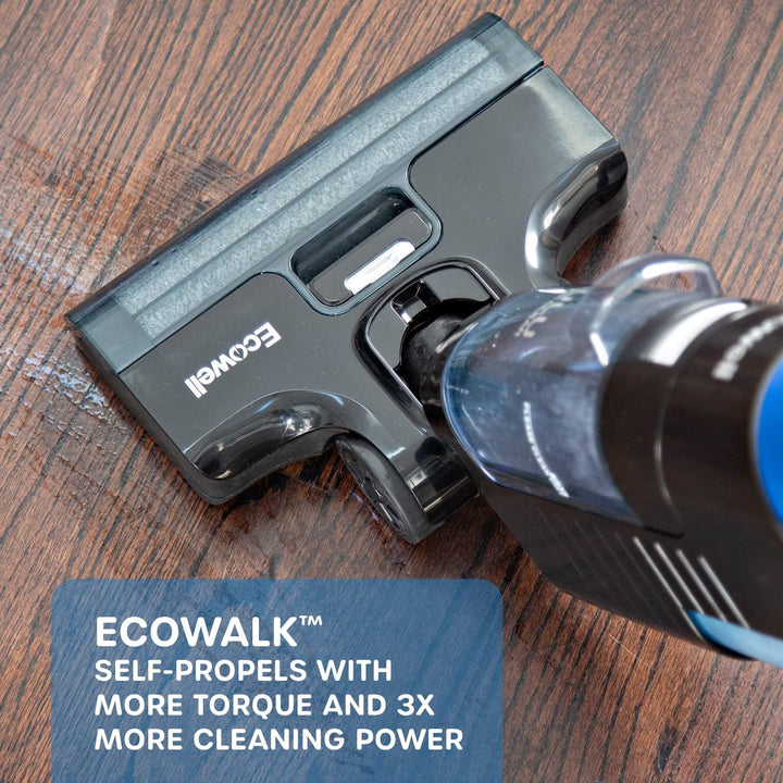 Ecowell Cordless Wet Dry Vacuum Cleaner Multi-Surface Air-Drying Digital Display for Hard Floors LULU Quick Clean P05, Blue