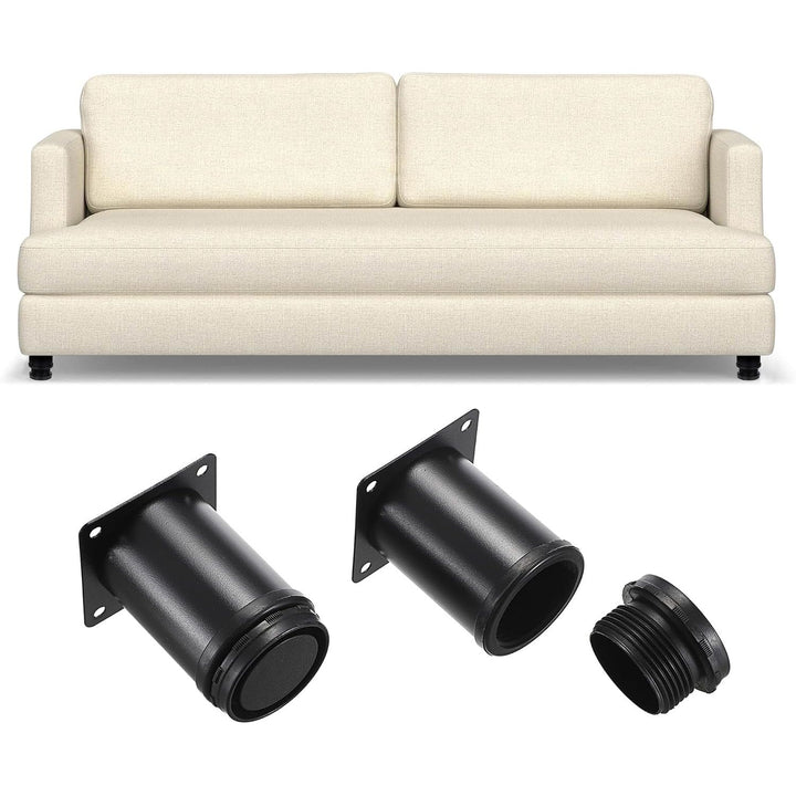 8Pcs 3 Inch Adjustable Metal Furniture Legs Stainless Steel Furniture Cabinet Legs Heavy Duty Replacement Sofa Support Legs Sofa Feet Furniture Feet for Worktop, Unit, Desk Table, Couch, Black