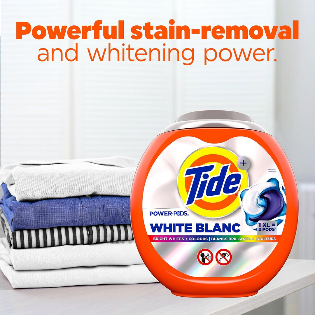 Tide Power PODS White Laundry Detergent Pacs Brilliant Whitening + Color Protect, 63XL Count
