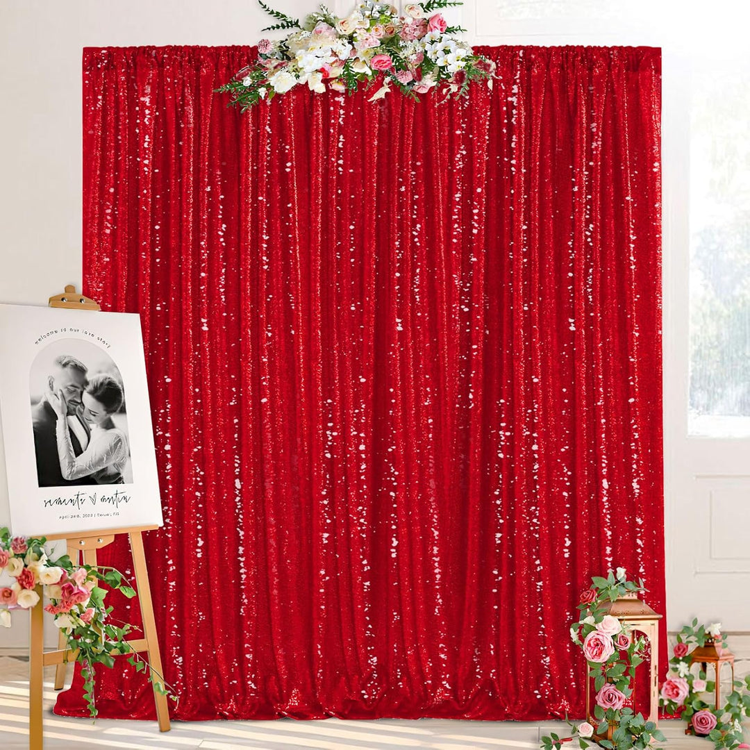 4ft x 8ft Red Sequin Backdrops Glitter Curtain Photography Background Valentine's Day Baby Shower Decorations