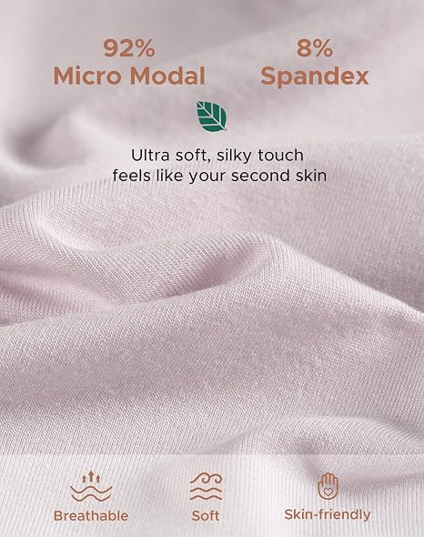 Women's Thin & Soft Modal Underwear No Show for Summer Everyday Wear Hipster Panties 5-Pack XS