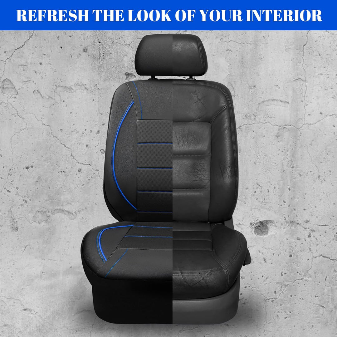 Universal FIT Piping Leather Car Seat Cover, for suvs, Van, Trucks, Airbag Compatible, Inside Zipper Design and Reserved Opening Holes (Full seat Covers, Black and Blue)