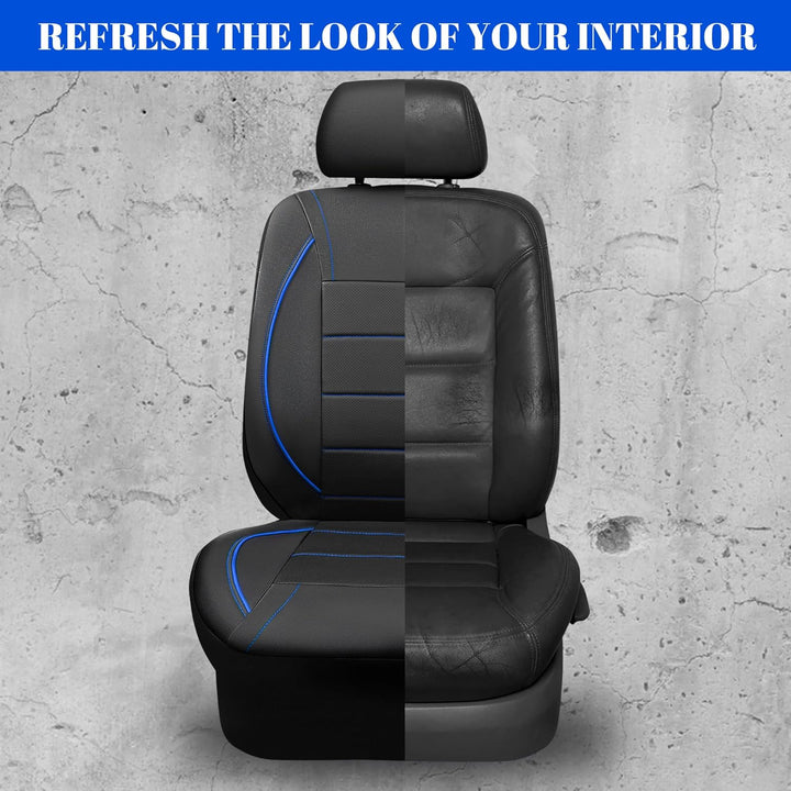 Universal FIT Piping Leather Car Seat Cover, for suvs, Van, Trucks, Airbag Compatible, Inside Zipper Design and Reserved Opening Holes (Full seat Covers, Black and Blue)