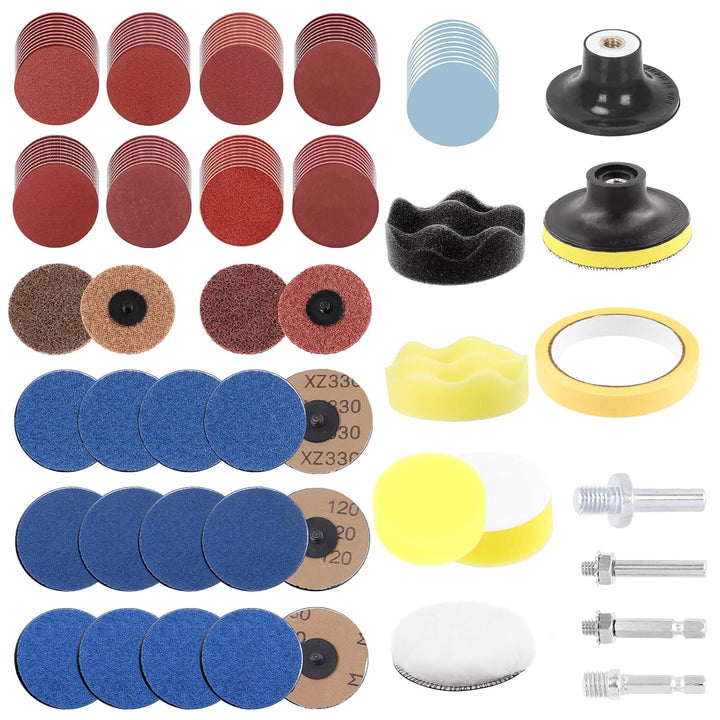 120Pcs Sanding Discs Assortment Kit, 3 Inch Quick Change Discs 80-3000 Grit Roll Lock Grinding Discs Surface Conditioning Discs with 1/4 inch Holder for Die Grinder Surface Rust Removal