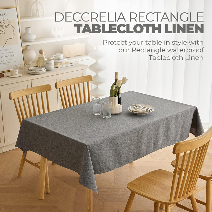 Dirty-repel Linen Party Rectangular Tablecloth, Wipeable Anti-scratches Table Cloth Waterproof Table Cover for 6 Foot Table, Dining Coffee Table(Oblong, 60 x 84 inch (Rectangular),Dark Grey)