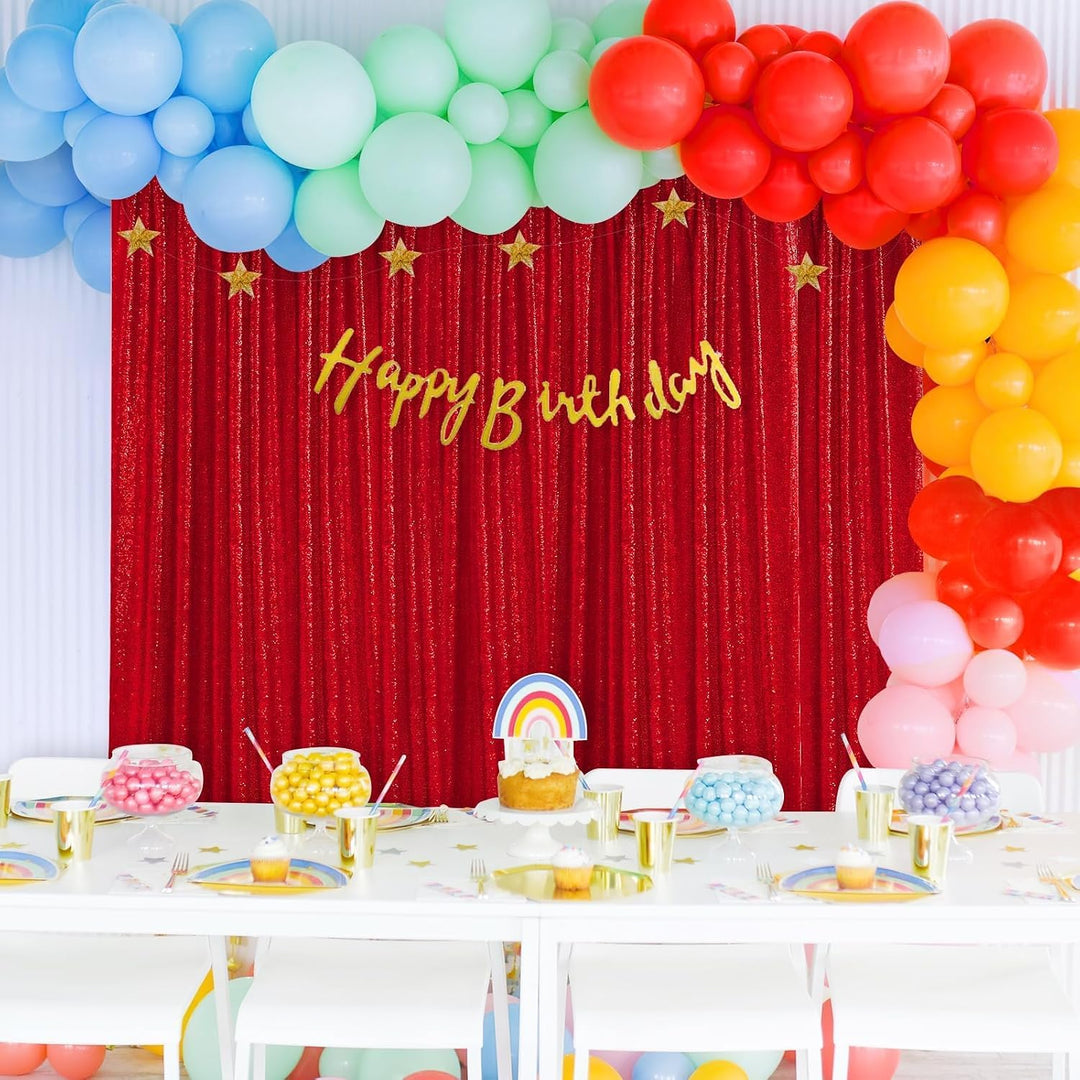 4ft x 8ft Red Sequin Backdrops Glitter Curtain Photography Background Valentine's Day Baby Shower Decorations