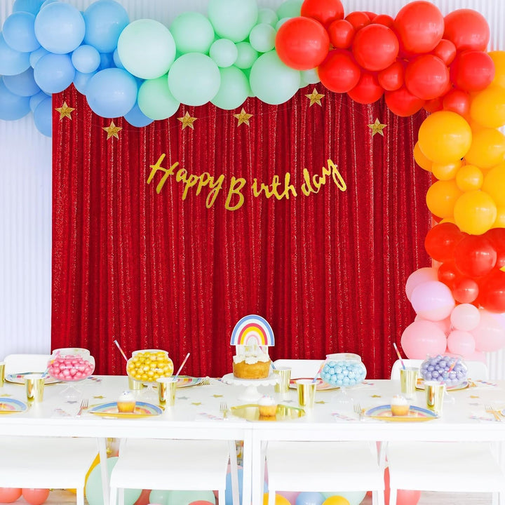 4ft x 8ft Red Sequin Backdrops Glitter Curtain Photography Background Valentine's Day Baby Shower Decorations