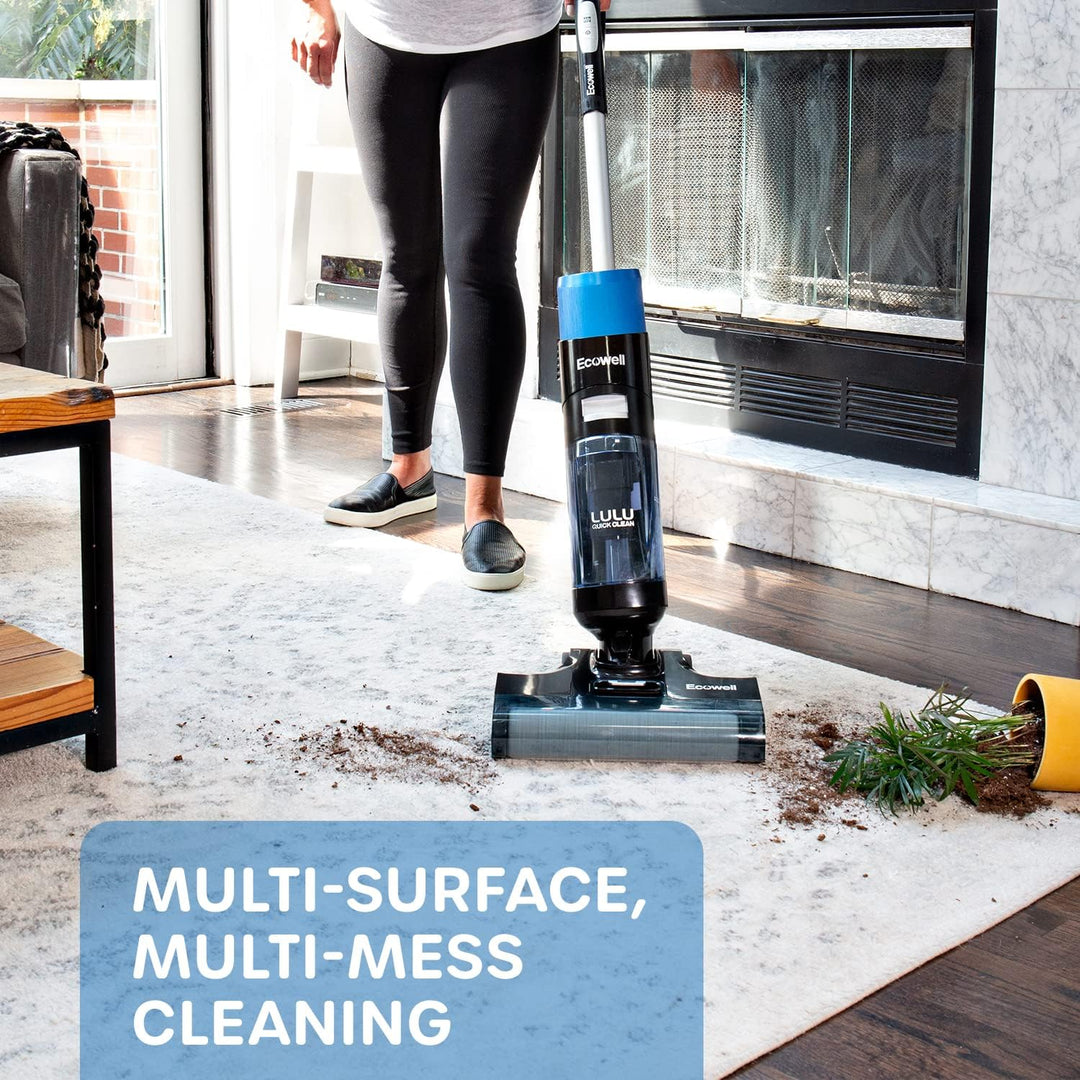 Ecowell Cordless Wet Dry Vacuum Cleaner Multi-Surface Air-Drying Digital Display for Hard Floors LULU Quick Clean P05, Blue