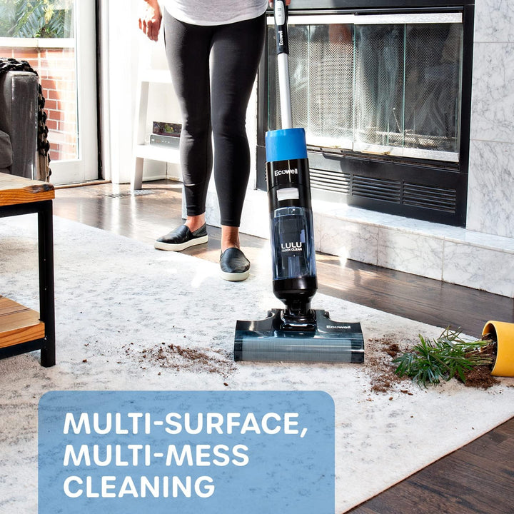 Ecowell Cordless Wet Dry Vacuum Cleaner Multi-Surface Air-Drying Digital Display for Hard Floors LULU Quick Clean P05, Blue