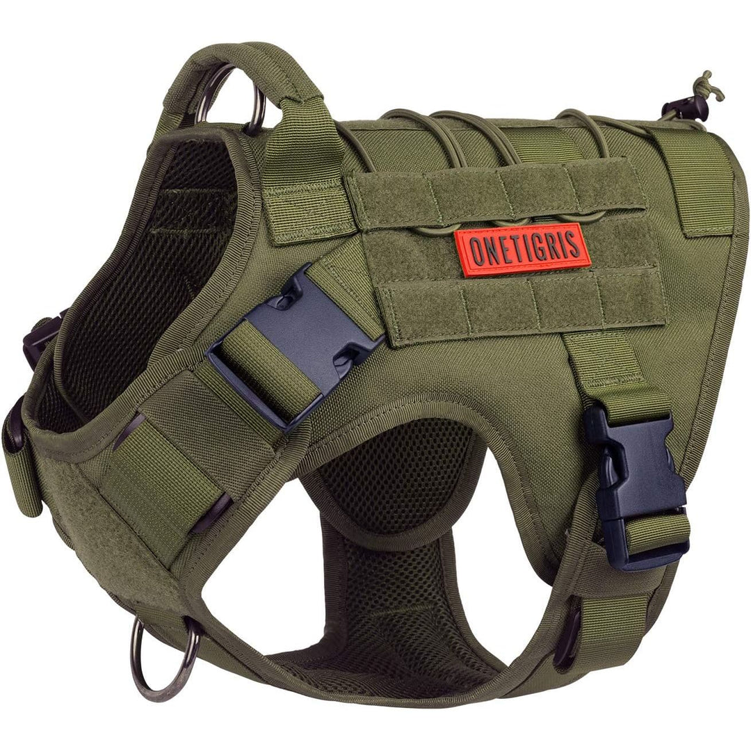Tactical Dog Harness Military Dog Harness, Dog Harness with Handle Heavy Duty Dog Vest for Hiking Training Outdoor Dogs(Ranger Green, Large)
