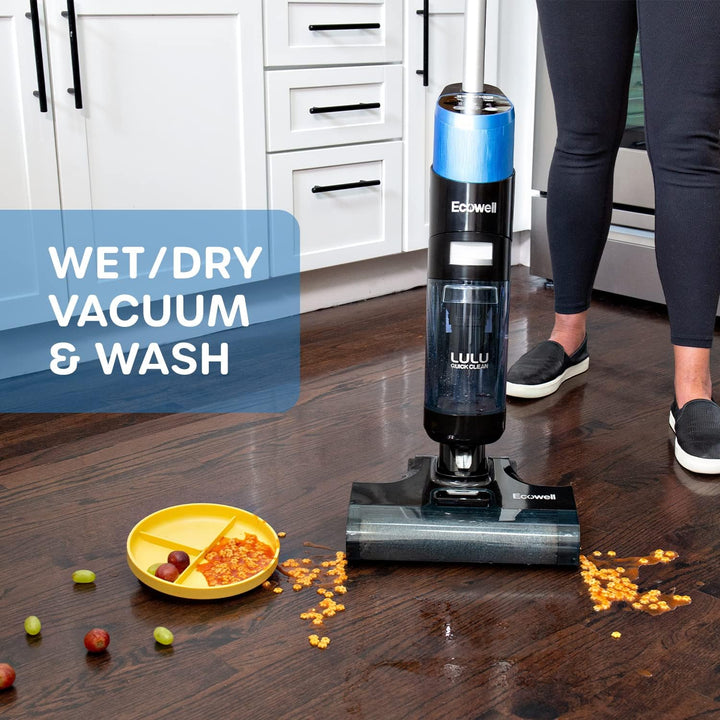Ecowell Cordless Wet Dry Vacuum Cleaner Multi-Surface Air-Drying Digital Display for Hard Floors LULU Quick Clean P05, Blue