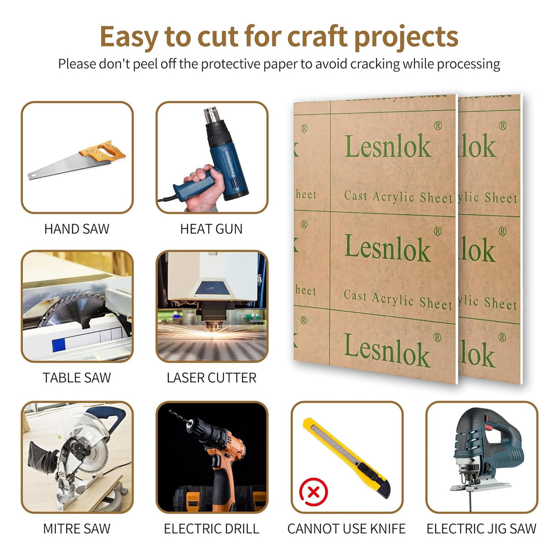 12 x 16 White Acrylic Sheets 1/8 inch Thick 3mm 2 Pack White Plexiglass Sheet,for Sign,Craft,Painting,Laser Cutting,DIY Display Projects (2, white, 12 x 16 x 1/8)