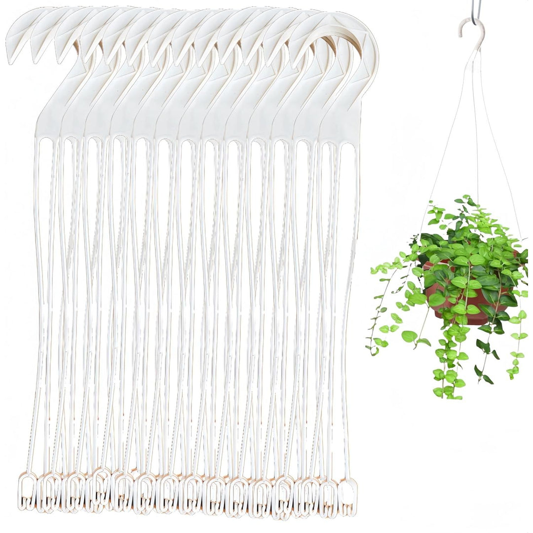 20 Pack Hanging Basket Hangers Hook, 39.5 cm Plastic Hanging Basket Chain, Garden Plant Hangers, Flower Plant Pot Hanger, for Plastic Flowerpot (White)