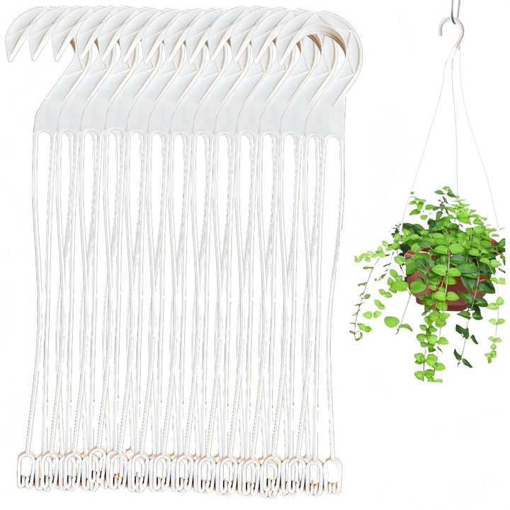 20 Pack Hanging Basket Hangers Hook, 39.5 cm Plastic Hanging Basket Chain, Garden Plant Hangers, Flower Plant Pot Hanger, for Plastic Flowerpot (White)