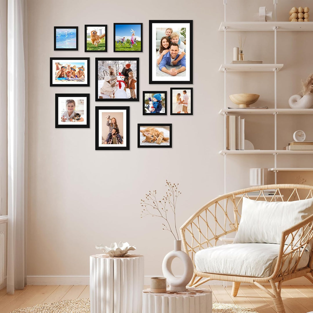 4x4 Picture Frame Set of 4, 4x4 Photo Frames with HD Plexiglass for Wall Hanging or Tabletop Display, Black