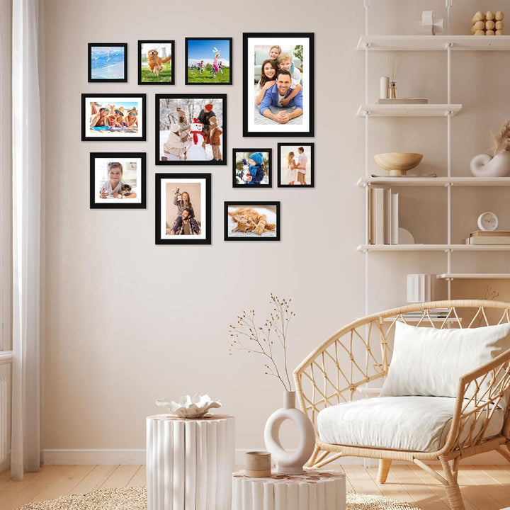 4x4 Picture Frame Set of 4, 4x4 Photo Frames with HD Plexiglass for Wall Hanging or Tabletop Display, Black