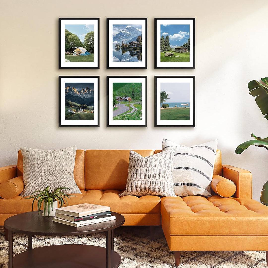11x14 Picture Frame 2 Pack, Black Collage Wall Decor with HD Plexiglass, Display 8x10 with Mat or 11x14 Without Mat