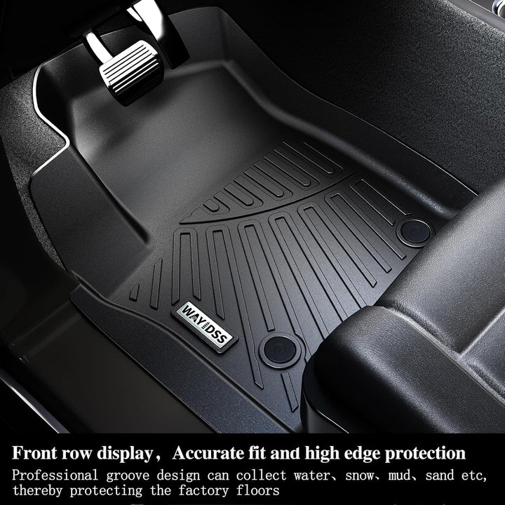 Floor Mats & Trunk Mat for 2024 2025 2026 Hyundai KONA Electric (Non Fuel),TPE All Weather Protection 1st & 2nd Row Car Floor Liners Front & Cargo Liners Accessories-Black