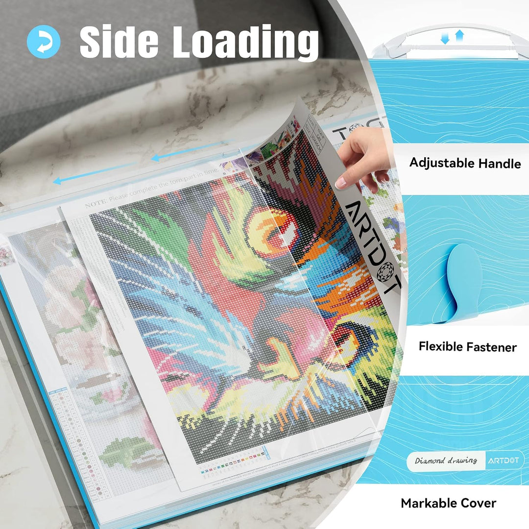 A2 Storage Book for Diamond Painting Kits, Diamond Art Portfolio Folder for Diamond Painting Accessories with 30 Pocket Slevees Protectors (16.4x22inches)