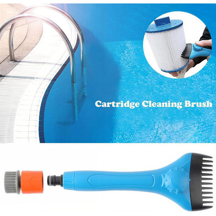 Pool Spa Filter Cartridge Cleaner Tool, Handheld Pool Filter Cleaning Tool Removes Debris and Dirt from Spa and Hot Tub Filters(with Adapter)