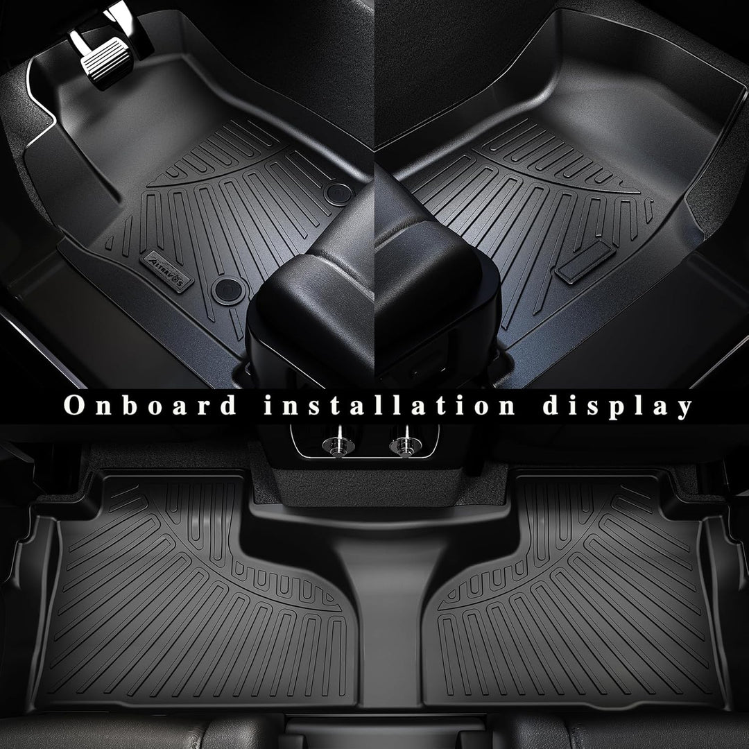 Floor Mats & Large Trunk Mat for 2018-2025 2026 Volkswagen Atlas（Only Fit 7 Seats）-2nd Row Bench Seat,TPE All Weather Protection 3 Rows Car Floor Liners with Large Cargo Liners for VW Atlas