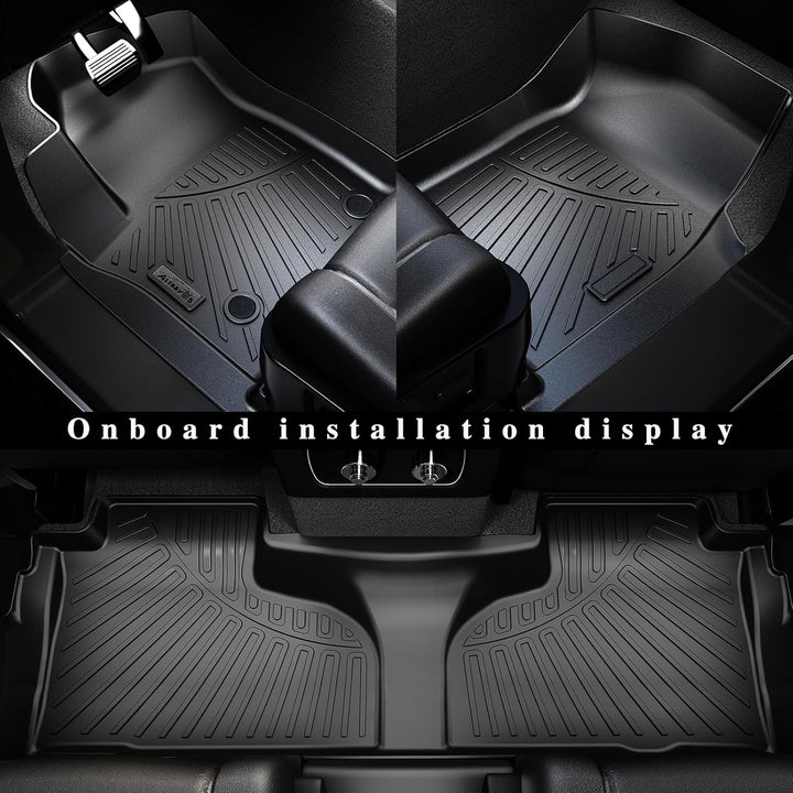 Floor Mats & Large Trunk Mat for 2018-2025 2026 Volkswagen Atlas（Only Fit 7 Seats）-2nd Row Bench Seat,TPE All Weather Protection 3 Rows Car Floor Liners with Large Cargo Liners for VW Atlas