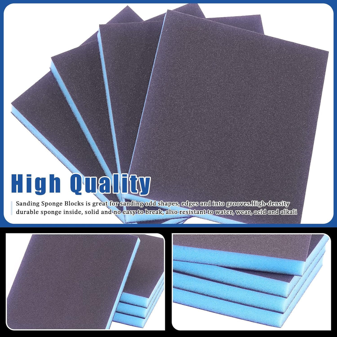 21Pcs 180 Grit Sanding Sponge Kit Include 20Pcs 120 x 100 x 12mm Reusable and Washable Sanding Blocks with 1Pc Paint Brush for Wood, Metal, Paint and Drywall