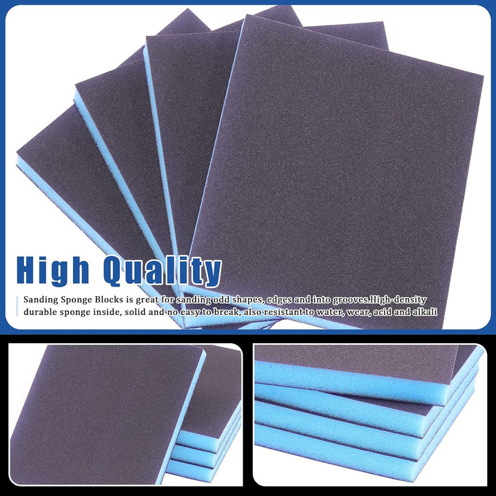21Pcs 180 Grit Sanding Sponge Kit Include 20Pcs 120 x 100 x 12mm Reusable and Washable Sanding Blocks with 1Pc Paint Brush for Wood, Metal, Paint and Drywall