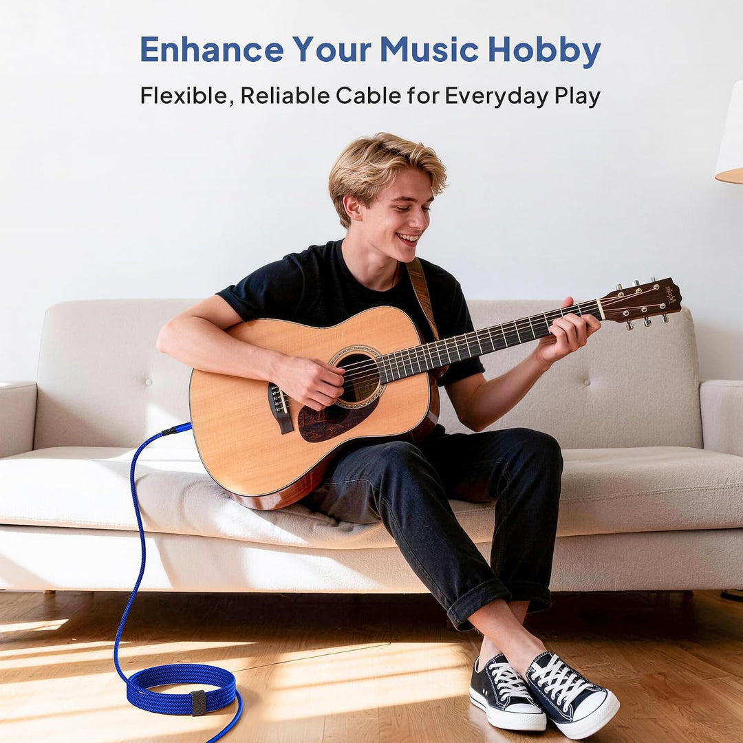 1/4 Inch TRS Instrument Cable 20ft 2-Pack,Straight 6.35mm Male Jack Stereo Audio Interconnect Cord,6.35 Balanced Line Compatible for Electric Guitar,Bass,Keyboard,Amplifier,Amp,Speaker