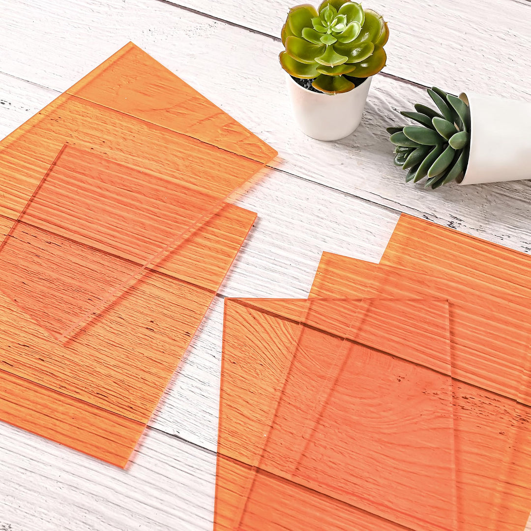 Orange Transparent Acrylic Sheets 8 x 12 x 1/8 inch Thick 3mm Cast Plexiglass Sheets,for Sign,Craft,Painting,Laser Cutting,DIY Display Projects…(2, Orange, 8"x 12")