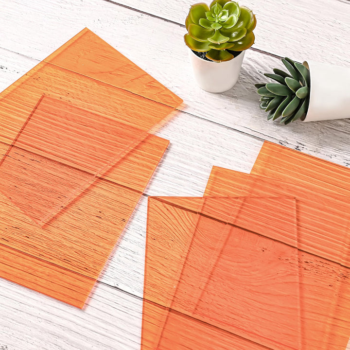 Orange Transparent Acrylic Sheets 8 x 12 x 1/8 inch Thick 3mm Cast Plexiglass Sheets,for Sign,Craft,Painting,Laser Cutting,DIY Display Projects…(2, Orange, 8"x 12")