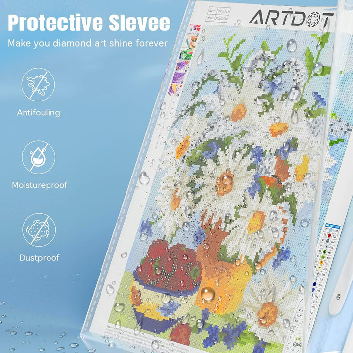 A2 Storage Book for Diamond Painting Kits, Diamond Art Portfolio Folder for Diamond Painting Accessories with 30 Pocket Slevees Protectors (16.4x22inches)