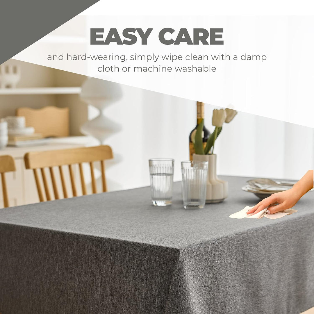 Dirty-repel Linen Party Rectangular Tablecloth, Wipeable Anti-scratches Table Cloth Waterproof Table Cover for 6 Foot Table, Dining Coffee Table(Oblong, 60 x 84 inch (Rectangular),Dark Grey)