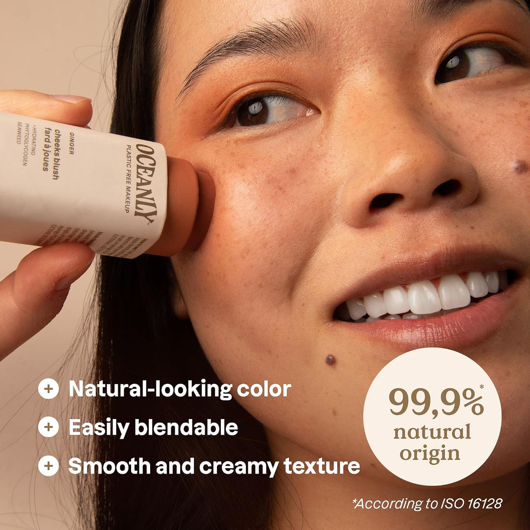 ATTITUDE Oceanly Lightweight Blush Stick, Titanium Dioxide-Free, EWG Verified, Plastic-Free, Vegan Makeup, Ginger, 8.5g