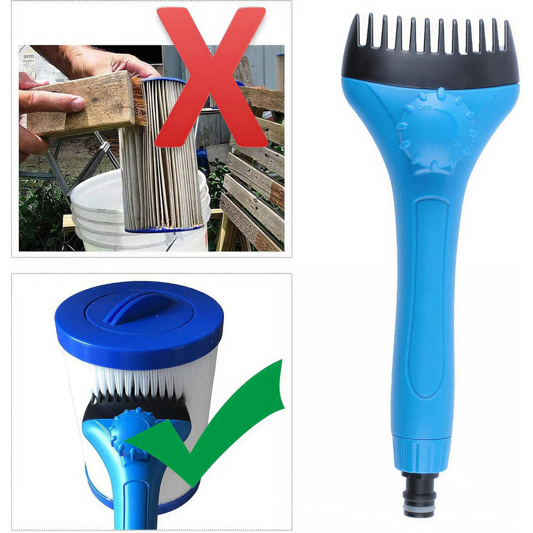 Pool Spa Filter Cartridge Cleaner Tool, Handheld Pool Filter Cleaning Tool Removes Debris and Dirt from Spa and Hot Tub Filters(with Adapter)