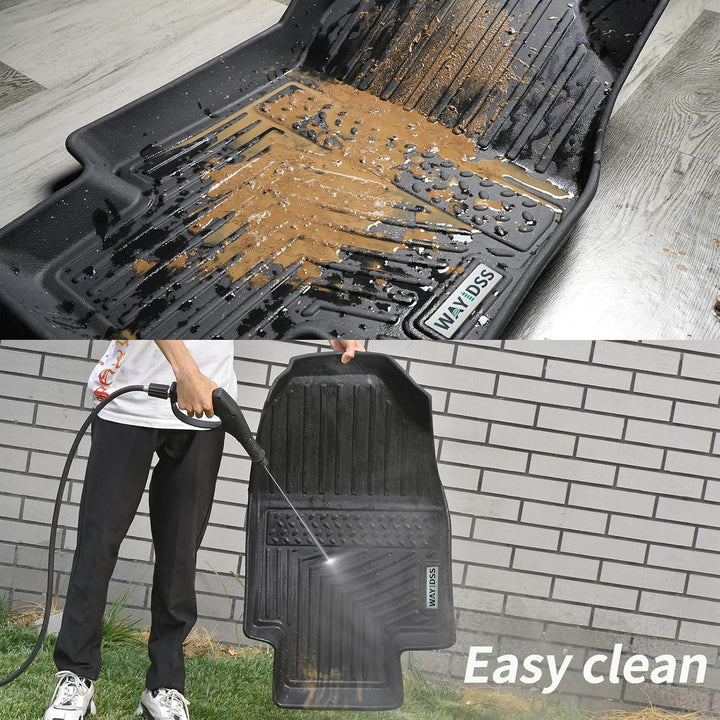 Floor Mats & Trunk Mat for 2024 2025 2026 Hyundai KONA Electric (Non Fuel),TPE All Weather Protection 1st & 2nd Row Car Floor Liners Front & Cargo Liners Accessories-Black