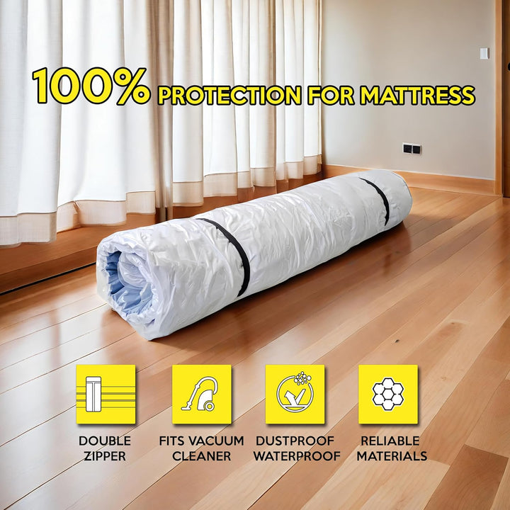 Vacuum Mattress Bag for moving, Vacuum Sealed Bags for Mattress Storage, Mattress Compression Bag for Easy Moving&Storage, Foam and Latex Mattress Vacuum Bag with Straps(TWIN,TWIN-XL)