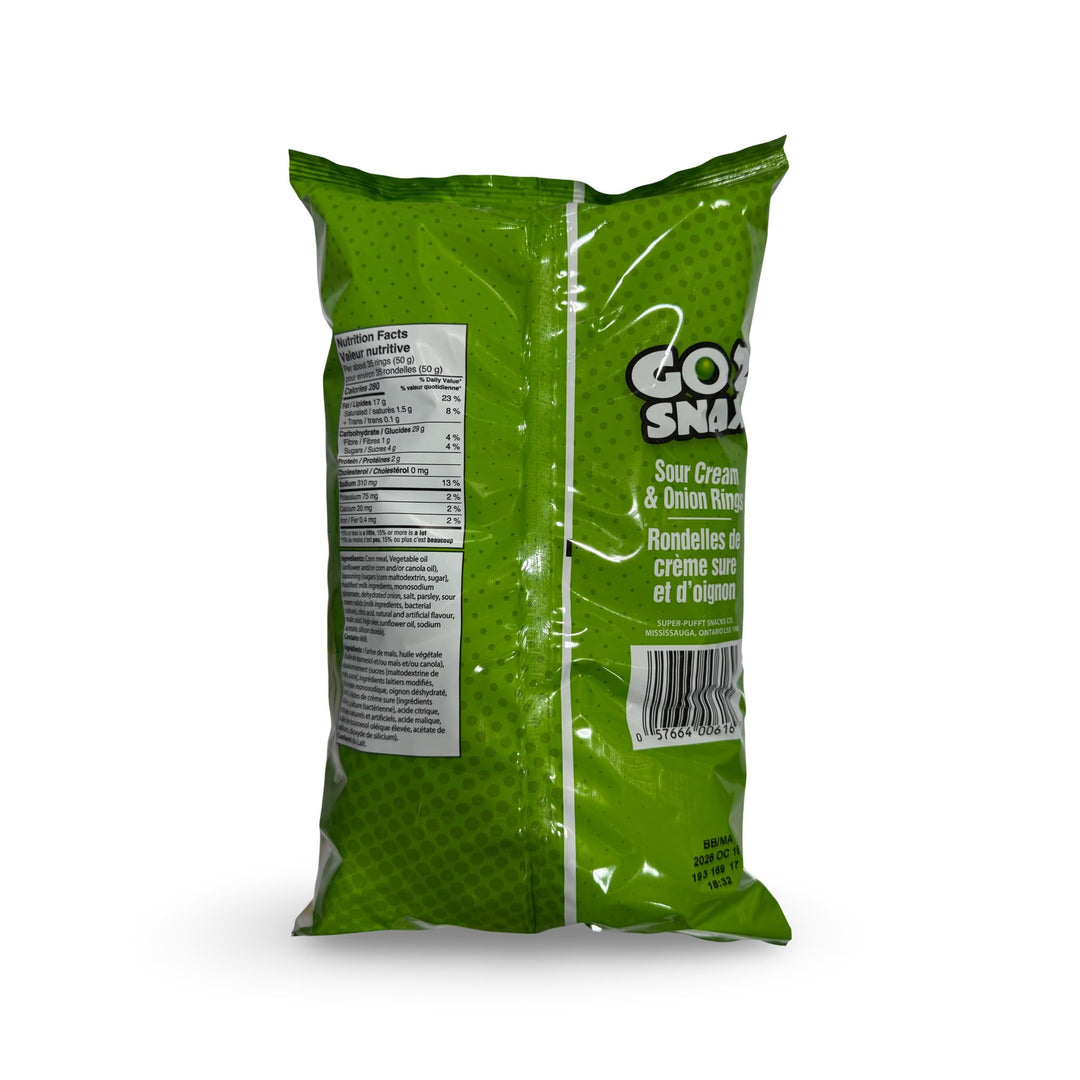 Go 2 Snax Sour Cream & Onion Rings, 150g