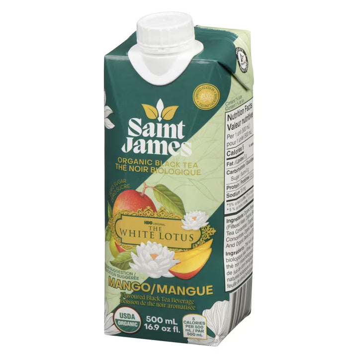 Saint James White Lotus Organic Black Tea, Mango 500ml