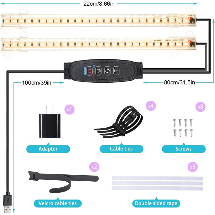 8.6" LED Grow Light Strips, 52 LEDs Plant Lights for Indoor Plants Full Spectrum 3500K with Timer 3/9/12 Hrs, 10 Dimmable Levels, Grow Lamp for Hydroponics Succulent 1 Pack - Just Closeouts Canada Inc.X004RROVQ7
