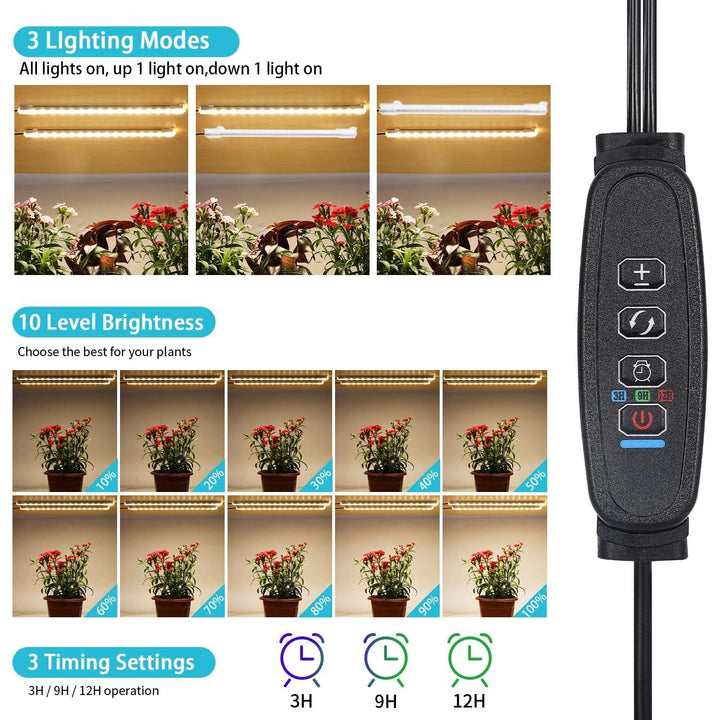 8.6" LED Grow Light Strips, 52 LEDs Plant Lights for Indoor Plants Full Spectrum 3500K with Timer 3/9/12 Hrs, 10 Dimmable Levels, Grow Lamp for Hydroponics Succulent 1 Pack - Just Closeouts Canada Inc.X004RROVQ7