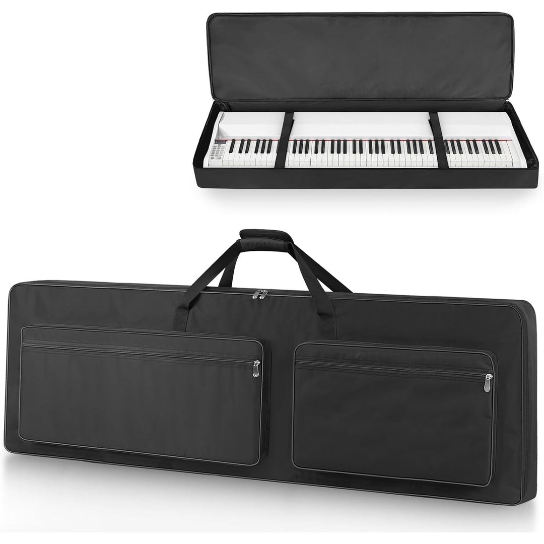 88 - Key Keyboard Case - Portable Electric Piano Gig Bag with Handles, 4 Pockets, Durable 600D Oxford Cloth with 10MM Sponge Padded Protection, (53.9'' x 7.1'' x 14.6'', Black) - Just Closeouts Canada Inc.X003YV5OWR