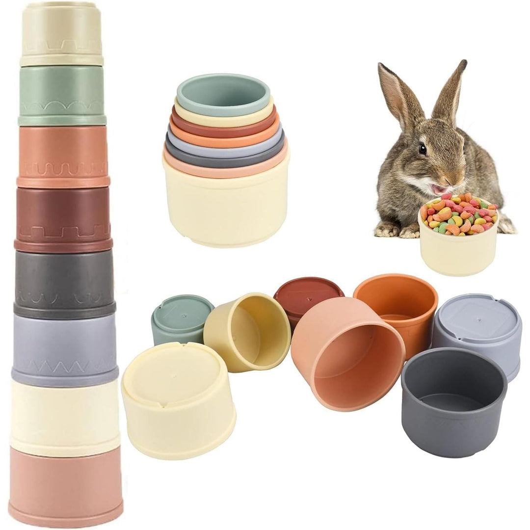 8Pcs Stacking Cups for Rabbits, Reusable Multicolored Different Sizes Bunny Gradient Nesting Toy, Stackable Rabbit Foraging Toy for Small Animals Bunnies Guinea Pig Hiding Food and Playing - Just Closeouts Canada Inc.