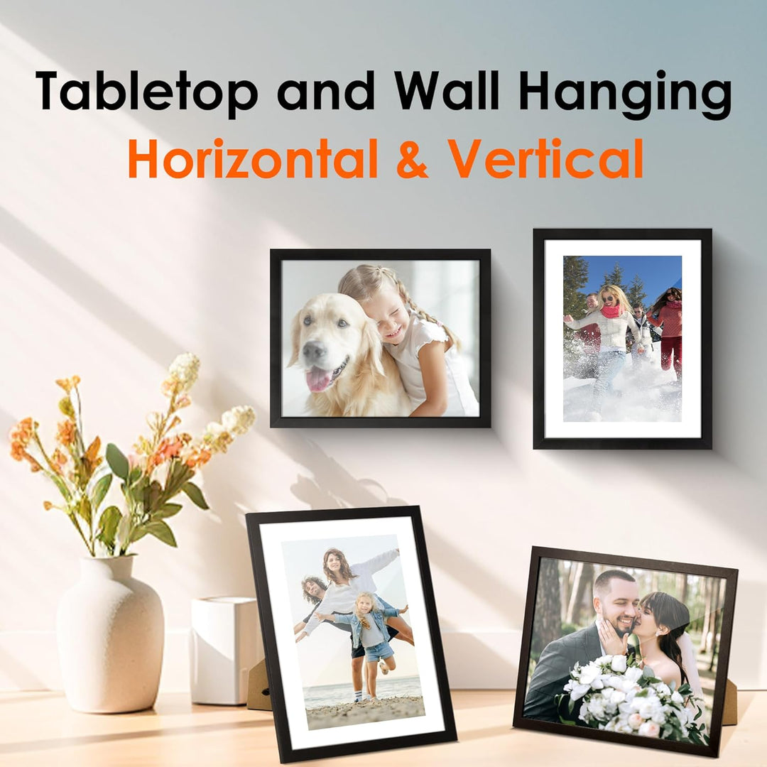 8x10 Picture Frame Set of 10, Photo Frame Bulk with HD Plexiglass, Display Pictures 5x7 with Mat or 8x10 Without Mat Multi Picture Frames Collage for Tabletop or Wall Display, Black - Just Closeouts Canada Inc.6971152693799