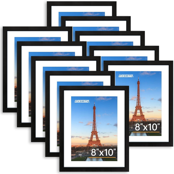 8x10 Picture Frame Set of 10, Photo Frame Bulk with HD Plexiglass, Display Pictures 5x7 with Mat or 8x10 Without Mat Multi Picture Frames Collage for Tabletop or Wall Display, Black - Just Closeouts Canada Inc.6971152693799
