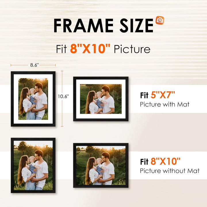 8x10 Picture Frame Set of 2, Black, HD Plexiglass, Multi Picture Frames Collage for Tabletop or Wall Display - Just Closeouts Canada Inc.6971152693775
