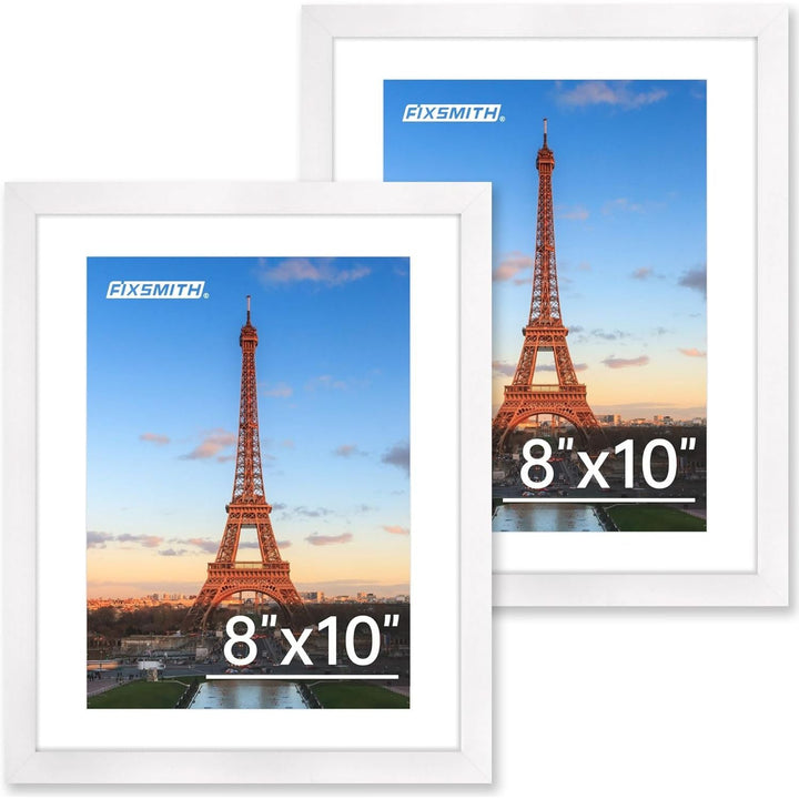 8x10 Picture Frame Set of 2, Photo Frame with HD Plexiglass, Display Pictures 5x7 with Mat or 8x10 Without Mat, White Picture Frames Collage for Tabletop or Wall Display - Just Closeouts Canada Inc.6971152694338