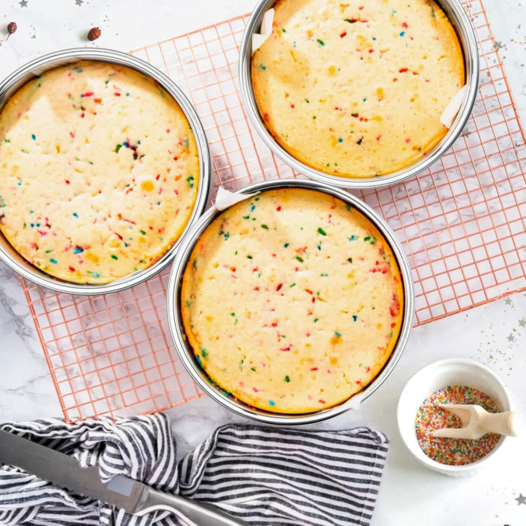 9½ Inch Cake Pan Set of 3, Stainless Steel Round Cake Baking Pans, Non - Toxic & Healthy, Mirror Finish & Dishwasher Safe - Just Closeouts Canada Inc.
